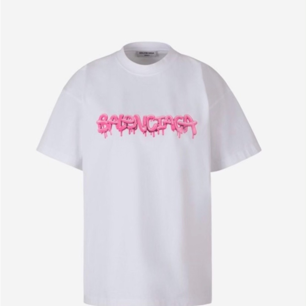 White graffiti Balenciaga T-shirt pink